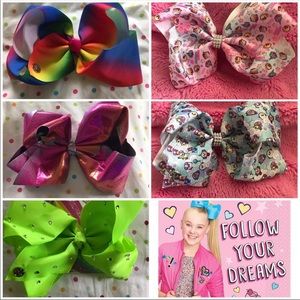 Girls lot of 5 Jojo Siwa hair bows 7” NEW